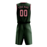 Custom Dark Green Light Pink Basketball Set