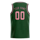 Custom Dark Green & Light Pink Colors Design Sports Basketball Jersey