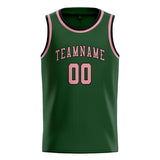 Custom Dark Green & Light Pink Colors Design Sports Basketball Jersey