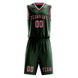 Custom Dark Green Light Pink Basketball Set