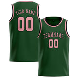 Custom Dark Green & Light Pink Colors Design Sports Basketball Jersey