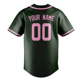 Custom Dark Green & Light Pink Colors Design Sports Baseball Jersey