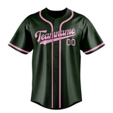 Custom Dark Green & Light Pink Colors Design Sports Baseball Jersey