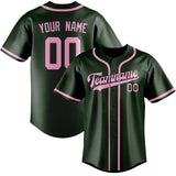 Custom Dark Green & Light Pink Colors Design Sports Baseball Jersey