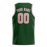 Custom Dark Green & Light Pink Colors Design Sports Basketball Jersey