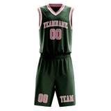 Custom Dark Green Light Pink Basketball Set
