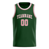 Custom Dark Green & Light Pink Colors Design Sports Basketball Jersey