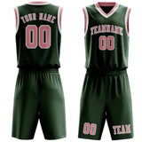 Custom Dark Green Light Pink Basketball Set