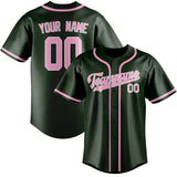Custom Dark Green & Light Pink Colors Design Sports Baseball Jersey