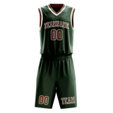 Custom Dark Green Khaki Basketball Set