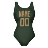 Custom Dark Green Light Khaki Swimsuit