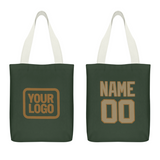 Custom Dark Green Light Khaki Canvas Tote Bag