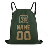 Custom Dark Green Light Khaki Drawstring Bag