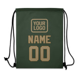 Custom Dark Green Light Khaki Drawstring Bag