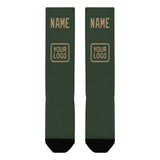 Custom Dark Green Light Khaki Knee-High Sock