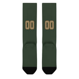 Custom Dark Green Light Khaki Knee-High Sock