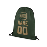 Custom Dark Green Light Khaki Drawstring Bag