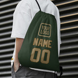Custom Dark Green Light Khaki Drawstring Bag
