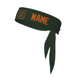 Custom Dark Green Orange Headband