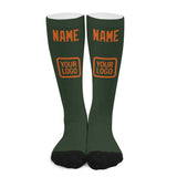 Custom Dark Green Orange Knee-High Sock