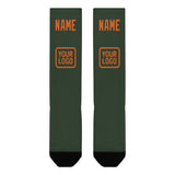 Custom Dark Green Orange Knee-High Sock