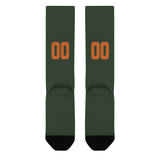 Custom Dark Green Orange Knee-High Sock