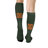Custom Dark Green Orange Knee-High Sock
