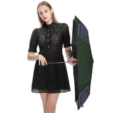 Custom Dark Green Light Purple Automatic Umbrella
