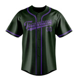 Custom Dark Green & Light Purple Colors Design Sports Baseball Jersey