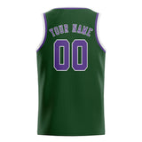 Custom Dark Green & Light Purple Colors Design Sports Basketball Jersey