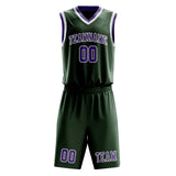 Custom Dark Green Light Purple Basketball Set