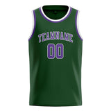 Custom Dark Green & Light Purple Colors Design Sports Basketball Jersey