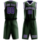 Custom Dark Green Light Purple Basketball Set