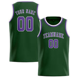 Custom Dark Green & Light Purple Colors Design Sports Basketball Jersey