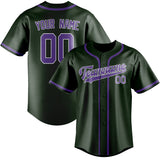 Custom Dark Green & Light Purple Colors Design Sports Baseball Jersey
