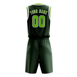 Custom Dark Green Emerald Green Basketball Set