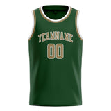 Custom Dark Green & Light Khaki Colors Design Sports Basketball Jersey