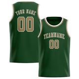 Custom Dark Green & Light Khaki Colors Design Sports Basketball Jersey