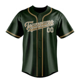 Custom Dark Green & Light Khaki Colors Design Sports Baseball Jersey