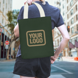 Custom Dark Green Khaki Canvas Tote Bag
