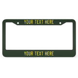 Custom Dark Green Light Yellow License Plate Frame
