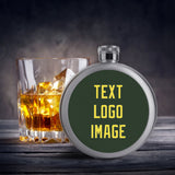 Custom Dark Green Light Yellow Hip Flask