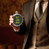 Custom Dark Green Light Yellow Hip Flask