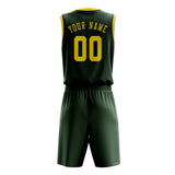 Custom Dark Green Light Yellow Basketball Set