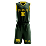 Custom Dark Green Light Yellow Basketball Set