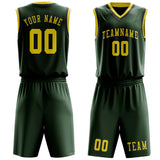 Custom Dark Green Light Yellow Basketball Set