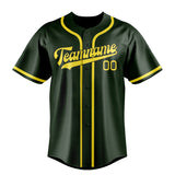 Custom Dark Green & Light Yellow Colors Design Sports Baseball Jersey