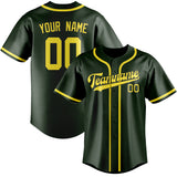 Custom Dark Green & Light Yellow Colors Design Sports Baseball Jersey
