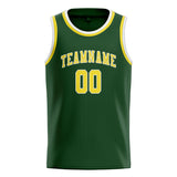 Custom Dark Green & Light Yellow Colors Design Sports Basketball Jersey