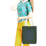 Custom Dark Green Blue Canvas Tote Bag